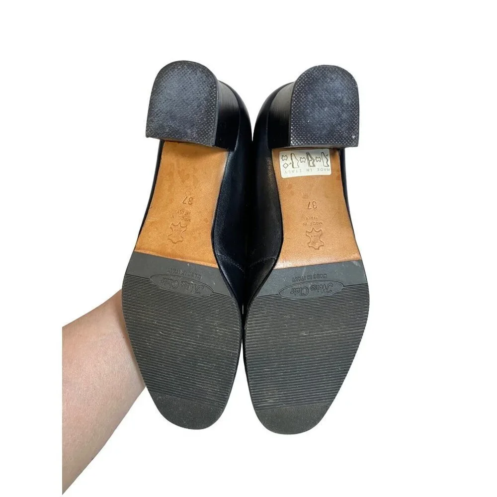 Vintage‎ 80's Miss Clair Linea Young Black Italian Leather Shoes Size 37